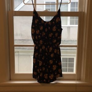 Blue, Pink-Flowered Romper